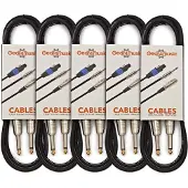 Gear4Music Paket med 5 Jack-instrumentkablar 1m