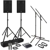 SubZero C12A aktivt PA-system med mikrofoner stativ och mixer