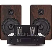 AVCOM Vintage Style Amplifier with Passive Speakers Walnut