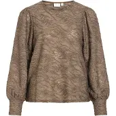 Vila Fina O-neck Top Blus Med Lång ärm