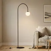 Domiluce Båglampa Nova , Svart, Vardagsrum / matsal, Metall, Modern, Golvlampa