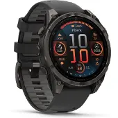 Garmin Fenix 8 Amoled 47mm, Sapphire Carbon Gray DLC Titanium - Black/Pebble Grey Silicone Strap