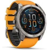 Garmin Fenix 8 Amoled 51mm, Sapphire Titanium - Spark Orange/Graphite Silicone Strap