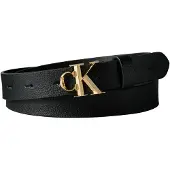 Calvin Klein Bälte 'Pebble Grain Monogram Buckle' svart