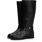 Tommy Hilfiger Leather TH Monogram Buckle Riding Boots