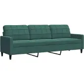 vidaXL 3-sitssoffa mörkgrön 210 cm sammet