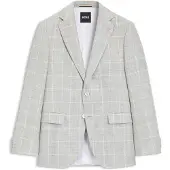 BOSS Slim-fit jacket in checked linen and virgin wool