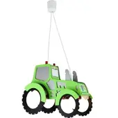 Elobra Barnrum pendellampa Traktor, dimbar, Grön, Barnrum, Trä, Pendellampa
