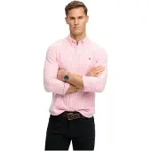 Superdry för män. M4011100A Preppy rosa oxfordskjorta (S), Casual, Bomull, Klassisk, Lång ärm
