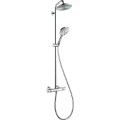 Hansgrohe Raindance Select S240 1Jet duschsystem, termostat för väggmontage, horisontell Ø460mm duscharm, Ø120mm handdusch och Ø240mm huvuddusch