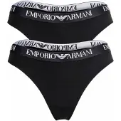 Emporio Armani för kvinnor. EW000402_AF13033 Set om 2 stringtrosor Essential Cotton svart (L), Hemkläder, Bomull