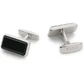 BOSS Rectangular brass cufflinks with black enamel insert