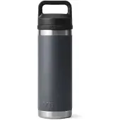 Yeti Rambler Bottle 18oz Chug Cap, Charcoal Grey, thermos bottle with drinking spout, 532 ml