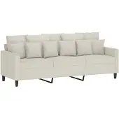 vidaXL 3-sitssoffa gräddvit 180 cm sammet