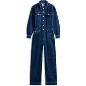 Tommy Hilfiger Tommy Jeans Flag Embroidery Collared Denim Jumpsuit