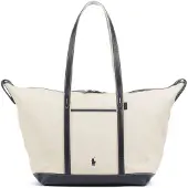 Ralph Lauren för kvinnor. 428973072002 Stor beige shoppingväska i canvas (OSFA), Casual, Bomull