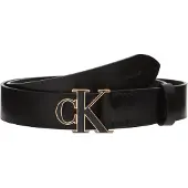 Calvin Klein Bälte 'CK Monogram Buckle' guld / svart
