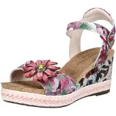 LAURA VITA Dam Facyo 75 Lila Blommiga Läderkile Espadrill Sandaler