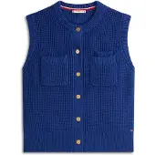 Tommy Hilfiger Gold Tone Button Rib Knit Vest