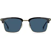 BOSS Blue-lens sunglasses with black and gold-tone frames