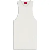 HUGO för kvinnor. 50539890 Sarepla beige T-shirt (S), Vit, Casual, Bomull, Ärmlös / Hängselbyxor