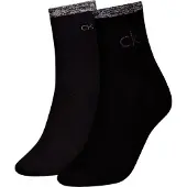 Calvin Klein 2 Pack Soft Cotton Metallic Ankle Socks