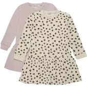 Minymo Klänning - 2-pack - Violet Ice/Creme m. Leopard - - 2 år (92) - Klänning