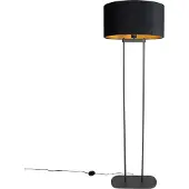 QAZQA Golvlampa svart med svart oval skärm 50 cm - Thijmen