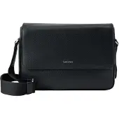 Calvin Klein Logo Pebbled Laptop Messenger Bag