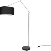 QAZQA Golvlampa stål justerbar med svart skärm 50 cm - Editor