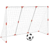 vidaXL Barnfotbollsmål med bollar 2-i-1 vit 184x64x124 cm