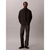 Calvin Klein Straight Wool Blend Pinstripe Belted Trousers