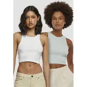 Urban Classics Cropped Rib Ärmlös Topp 2 Enheter