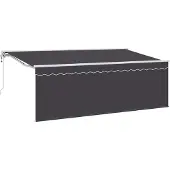 vidaXL Utfällbar markis Antracit 400 x 200 cm Polyester och aluminium
