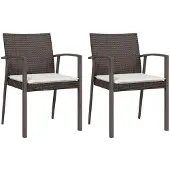 vidaXL Trädgårdsstolar Kuddar Set om 2 Brun 56,5x57x83 cm Rotting 364095