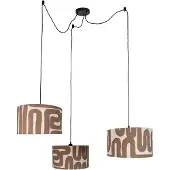 QAZQA Pendellampa svart med brun beige skärm 35 cm 3-ljus - Cava