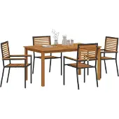 vidaXL Trädgårdsmöbelset 5 pcs Svart Massivt Akaciaträ