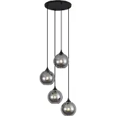QAZQA Art Deco Pendellampa Svart med Rökglas 4-ljus - Wallace