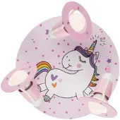 Elobra Vägglampa rondell Enhörning Babsy 3 lampor Einhorn Babsy, dimbar, Violett / rosa / rosè, Barnrum, Trä, Vägglampa, vägglampa inomhus