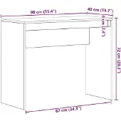 vidaXL Skrivbord svart ek 90x40x72 cm konstruerat trä