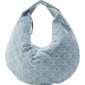 Calvin Klein Allover Emblem Logo Denim Crescent Bag