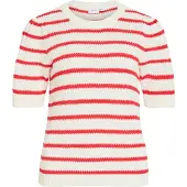 Vila Dalo O-neck Stripe Knit Tröja Med Korta ärmar