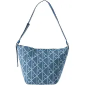 Calvin Klein Denim Allover Emblem Logo Bucket Bag