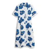 Tommy Hilfiger Frayed Linen Blend Midi Shirt Dress