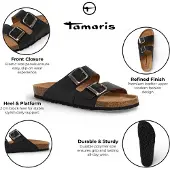 Tamaris Herr Svarta Läder Slip-On Footbed Toffelsandaler