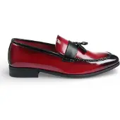Infinity Leather Röda Tassel Högblanka Lackkonstläder Loafers Herrskor