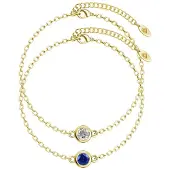 MYC Paris Birth Stone Armband - Guld, Kristall och Blå