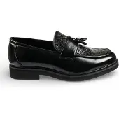 Infinity Leather Herr Loafers med svart konstläder och tofssula i textur