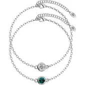 MYC Paris Birth Stone Armband - Silver, Crystal och Green
