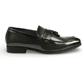 Infinity Leather Herr Olivgrön Tofs Högblank Lackkonstläder Formella Loafers